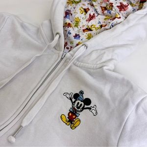 Disney Parks Mickey Let's Celebrate Full Zip White Hoodie‎ Size M